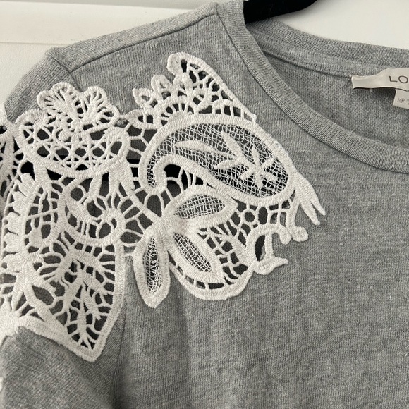 Loft Gray Sweater Lace Detail - Picture 6 of 8